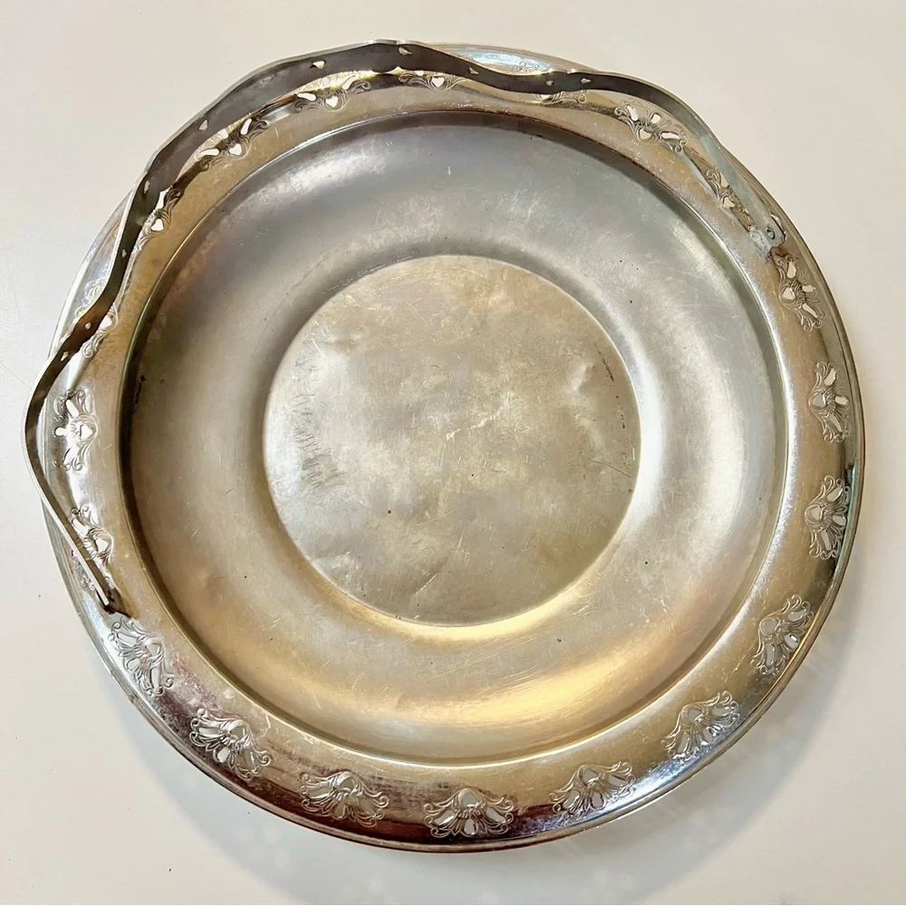 Vintage H.LERNER Co. Silver Plated Bridal Basket Swing Handle Serving Dish Tray